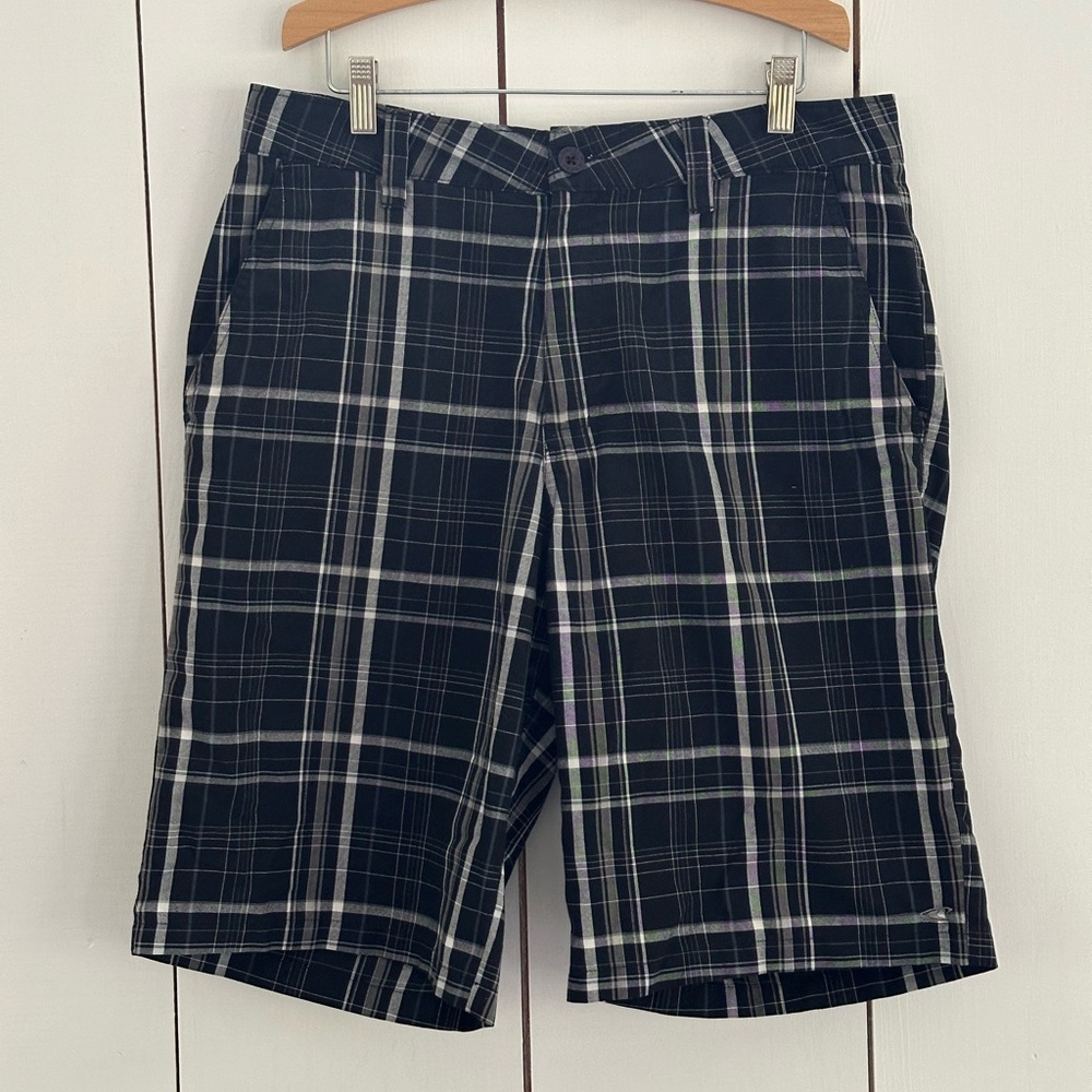 Vintage Y2K O’Neill Plaid Check Shorts Sz 32 Black & White Grunge Skater